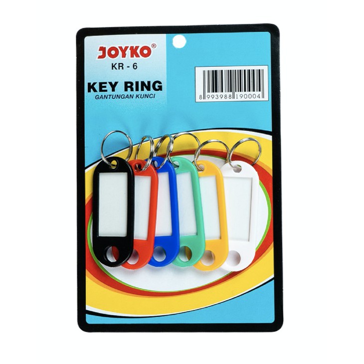 

GANTUNGAN KUNCI KANTOR LABEL NAMA KEY RING JOYKO KR-6 ISI 6 LOKER TAG WARNA WARNI PER PAK GROSIR