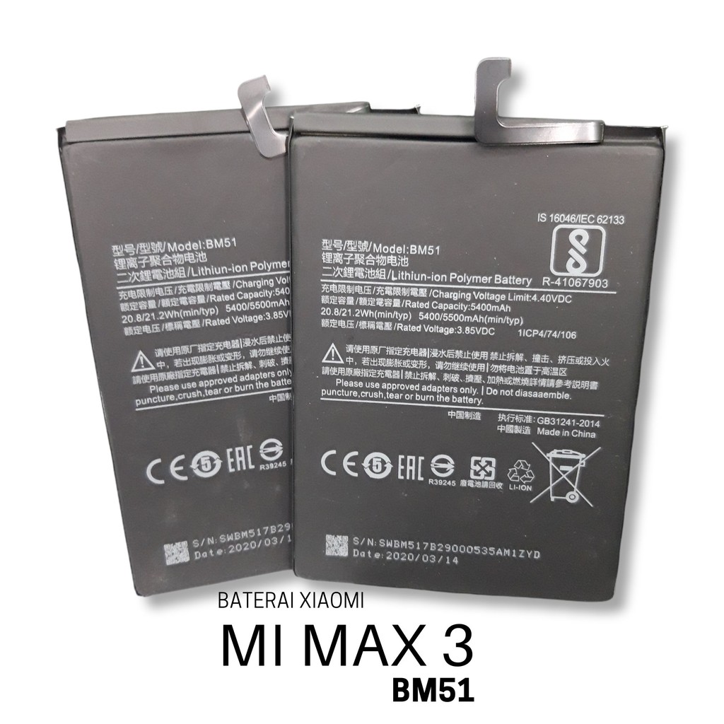 Battery Baterai Xiaomi Mi Max 3 Bm51 kualitas Ori