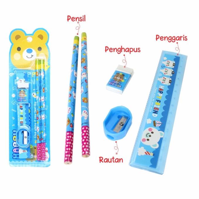 

QL155 Alat Tulis Sekolah 1 Set 5 In 1 Mini Statiry Pensil R dan Pengga