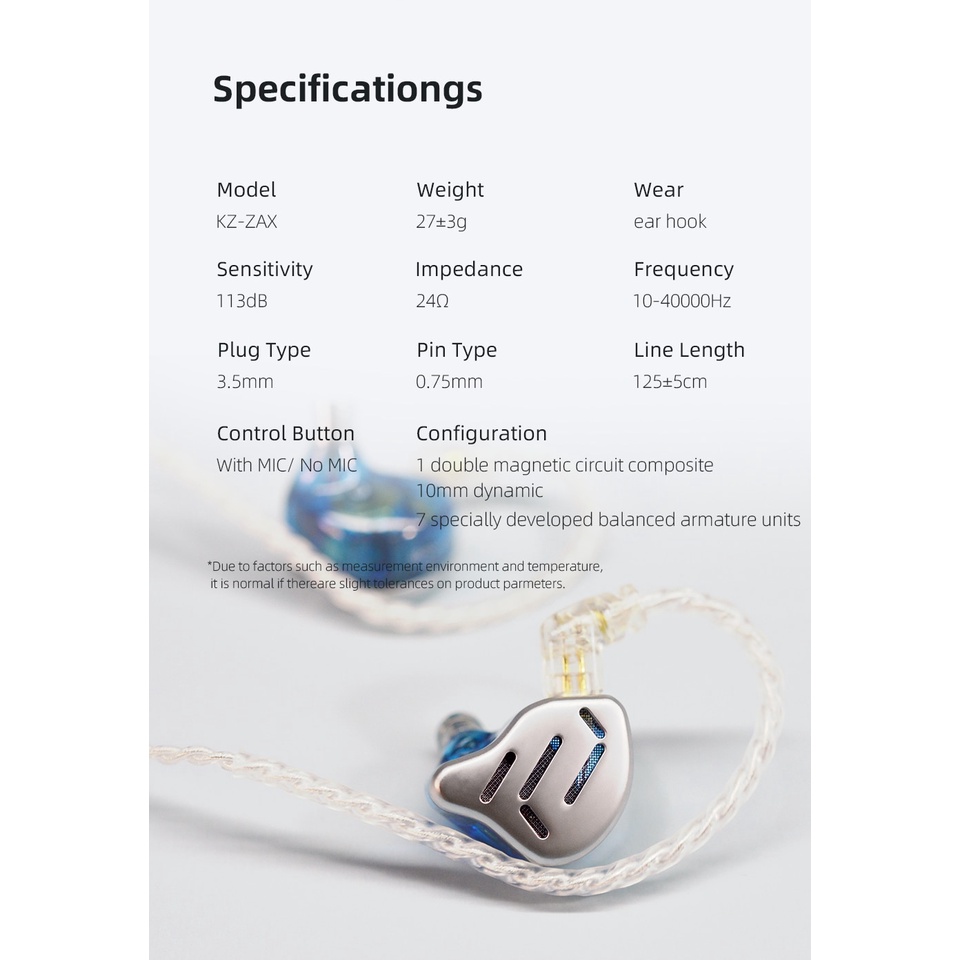 Kz Zax 7ba 1dd 16 Unit Earphone In Ear Musik Hifi Bahan Metal Kz Zsx Zs10 Pro As12 As16 C10 Pro Vx Ba8 Dm7