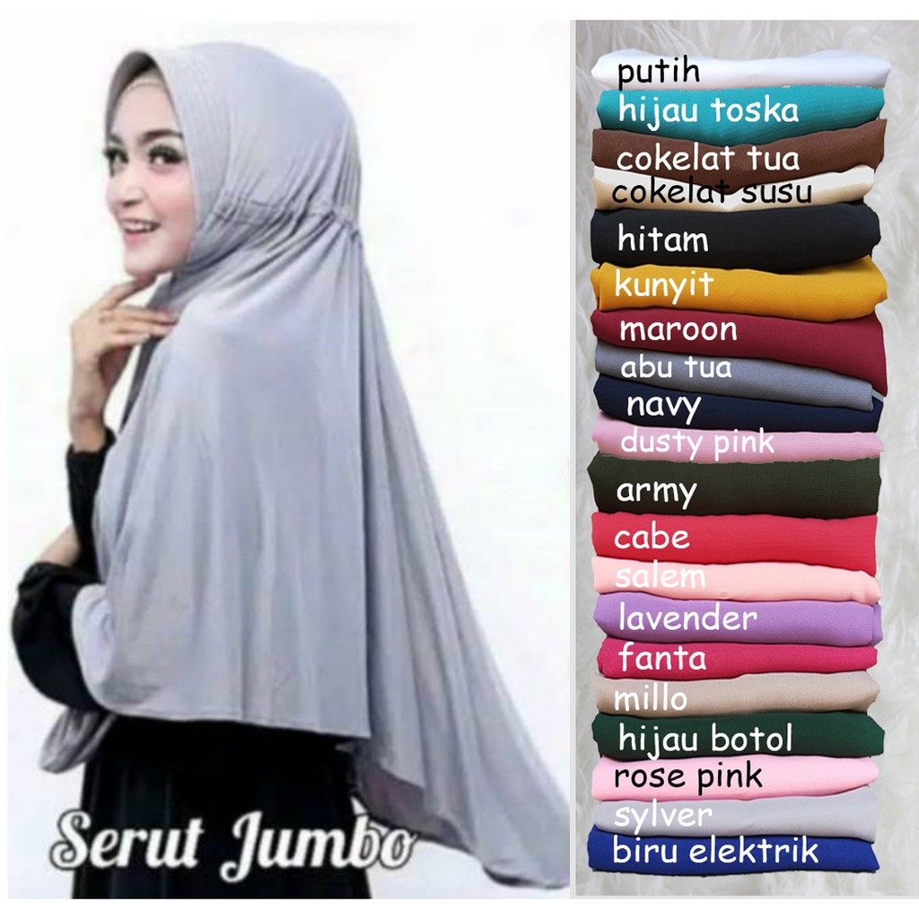 SERUT JOKOWI UKURAN JUMBO JILBAB INSTAN KHIMAR POLOS JERSEY SYARI HIJAB XL SUPER