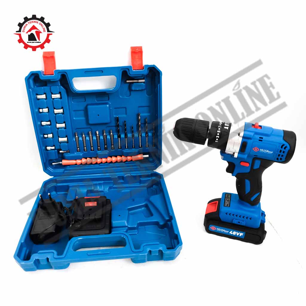 Mesin Bor Baterai PRO2021 HUJIA Brushless 13mm Cordless Drill HUJIA tools Impact Drill 48V 2021