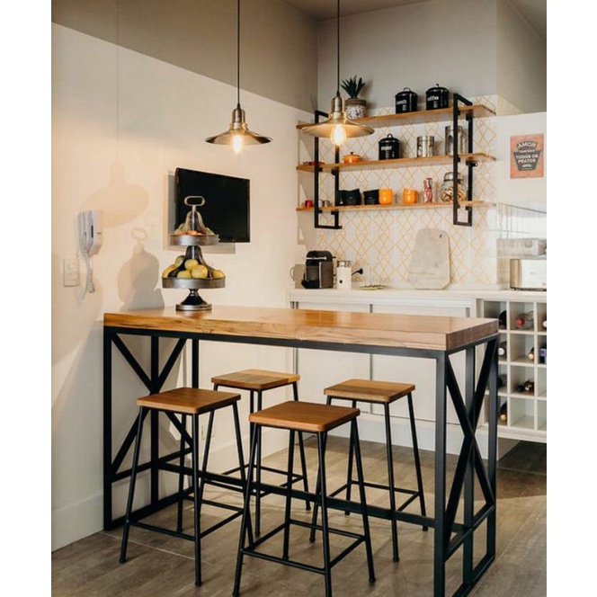 Meja Bar Dapur Kayu Trembesi