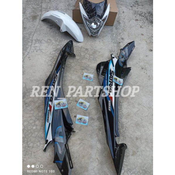 PAKET HEMAT Cover Body Satria Fu Facelift Fl Hitam Putih Ber stripping