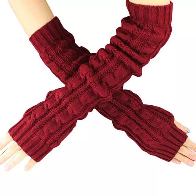 IMPORT Glove Fingerless Long Sarung tangan panjang rajut wool sunscreen winter musim dingin