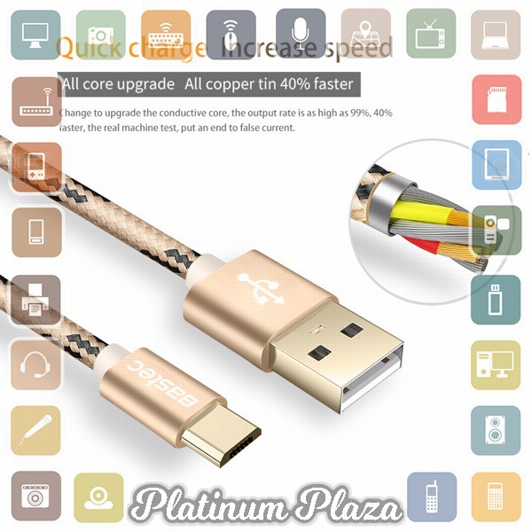 Bastec Kabel Charger Micro USB 1 Meter - Golden`ETT7QJ-