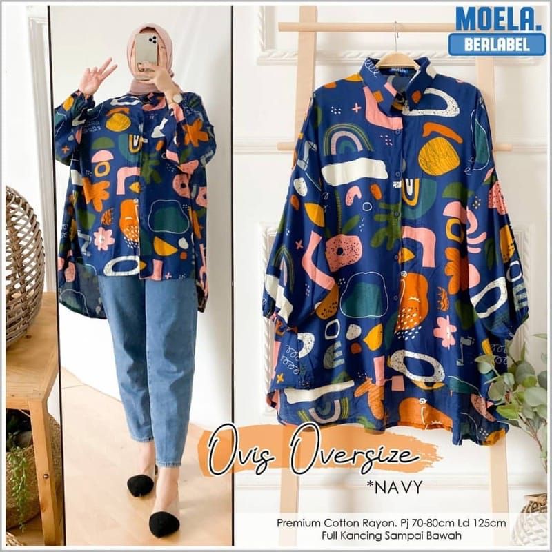 Kemeja Wanita Rayon Jumbo Oversize