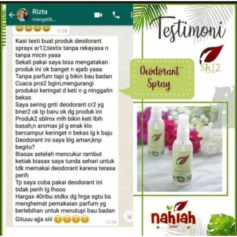 DEODORAN Herbal , deodoran tawas , deodoran spray sr12 asli BPOM