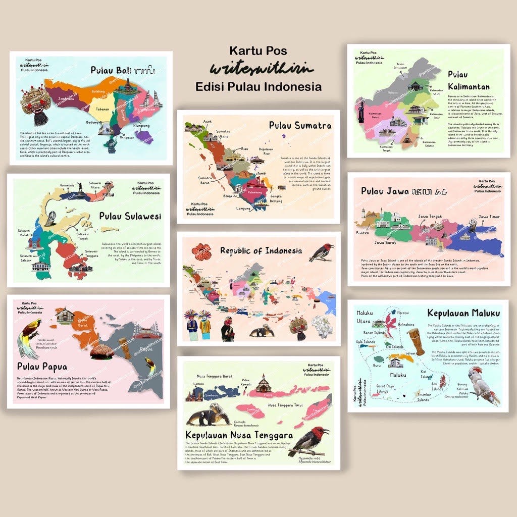 

SLM7 (writeswithirin) Full Pack 9 Poster A4 Pulau/ Kepulauan Indonesia (belajar, pendidikan)