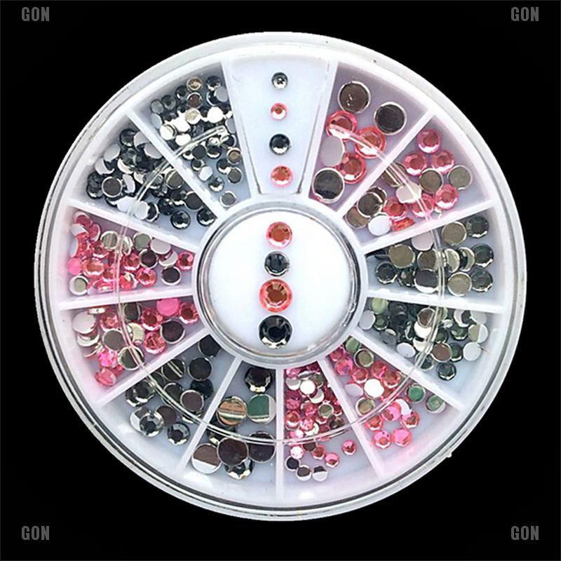 gongjing1 3D Nail Art Tips gems 3 COLORS Crystal Glitter Rhinestone DIY Decoration + Wheel id