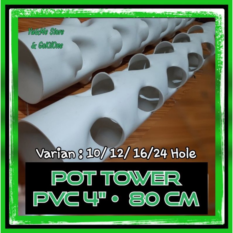 Pot Tower PVC 4 Inch 80 Cm  Vertikultur Garden Hidroponik Vas Paralon Bunga Tanam Sayur