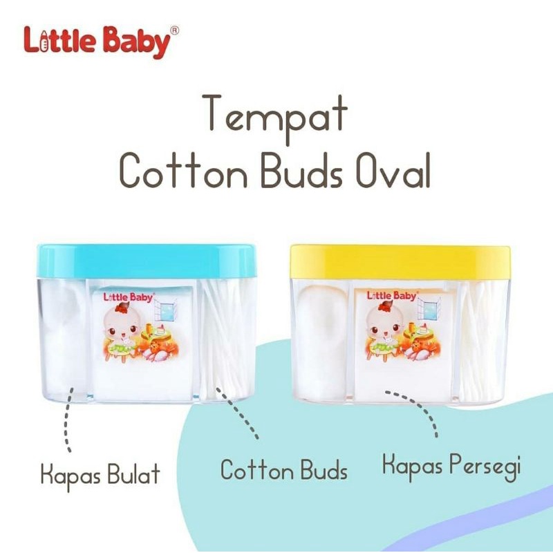 LITTLE BABY Tempat Cotton Buds &amp; Kapas Oval Termasuk Isi