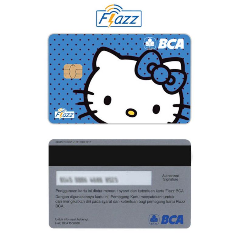 Blue Hello Kitty Kartu E-Money Flazz BCA Gen 2 NFC Custom Card