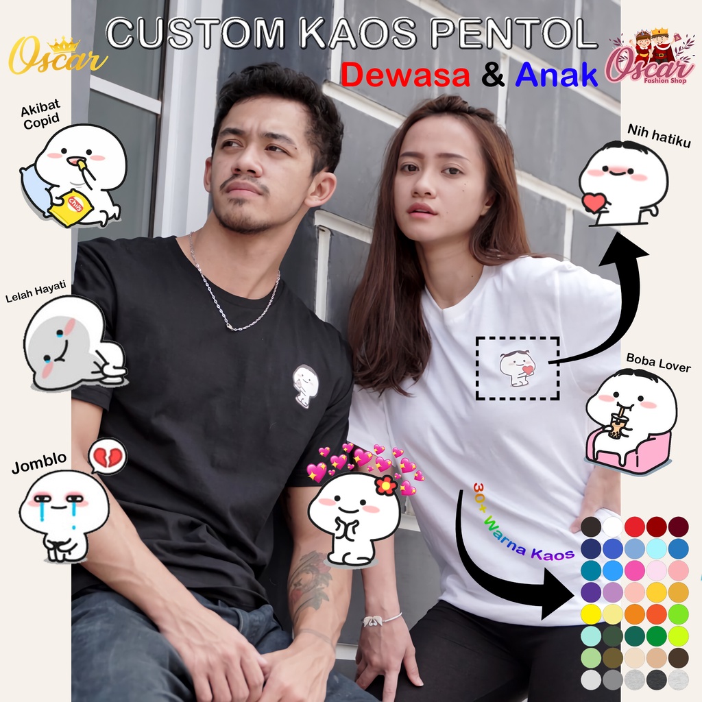 OSCAR FS COD✔️ Dewasa S-XXL & Anak 1-10THN KAOS CUSTOM PENTOL | KATUN COMBED 30S LENGAN PENDEK BAJU 