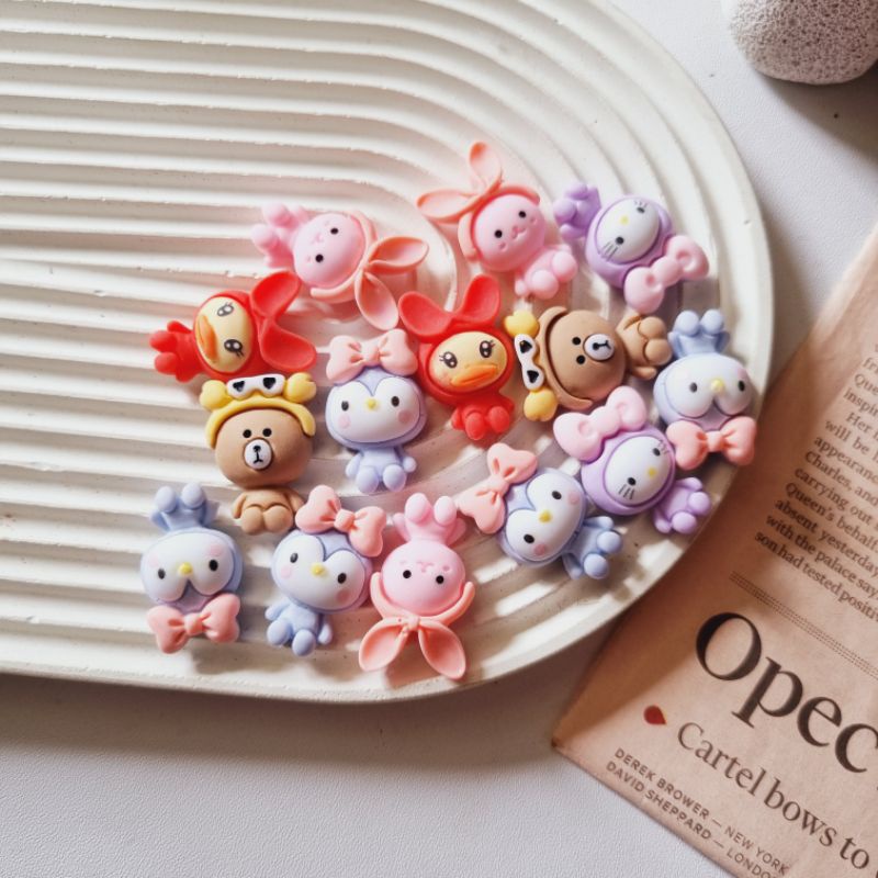 Manik Clay CaboChons - Clay Resin KARAKTER LUCU - Miniatur Clay Boneka - Sticker Clay BONEKA - Resin