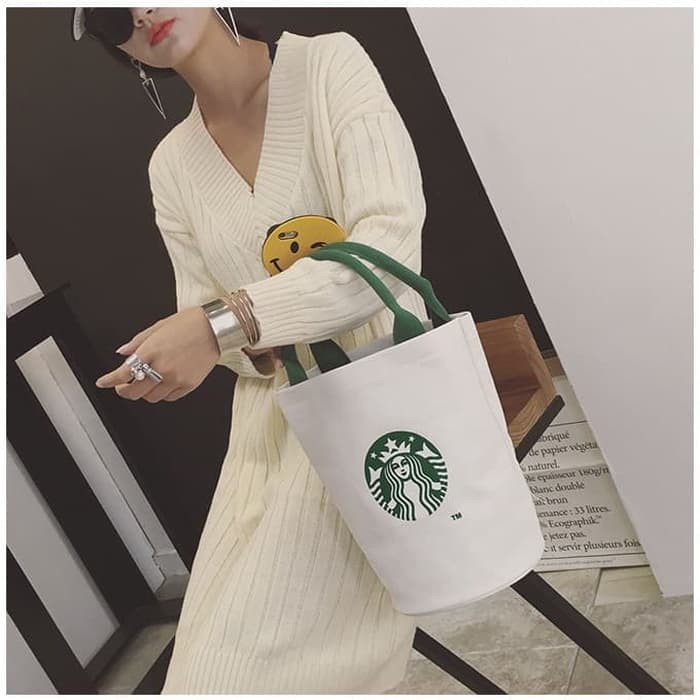 tote bag kanvas starbucks - hand bag canvas wanita - tas tenteng - RCYC732