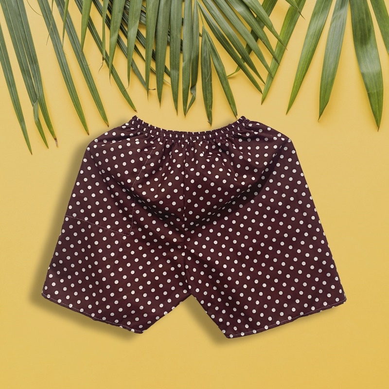 ECER HARGA GROSIR TERMURAH DI SHOPEE CELANA BOXER CELANA PENDEK  PRIA WANITA CELANA KOLOR CELANA KOTAK CEALANA MOTIF-BROWN