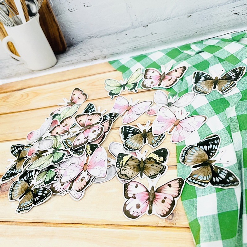 sticker set butterfly isi banyak stiker set kupu kupu water colour stick tempelan