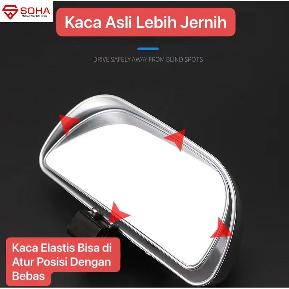 AM-18 Kaca Spion Car Wide View Blind Spot Mirror Tambahan Spion Mobil Cermin Asli safety Sudut Lebar Universal Semua Jenis Mobil ACP-105