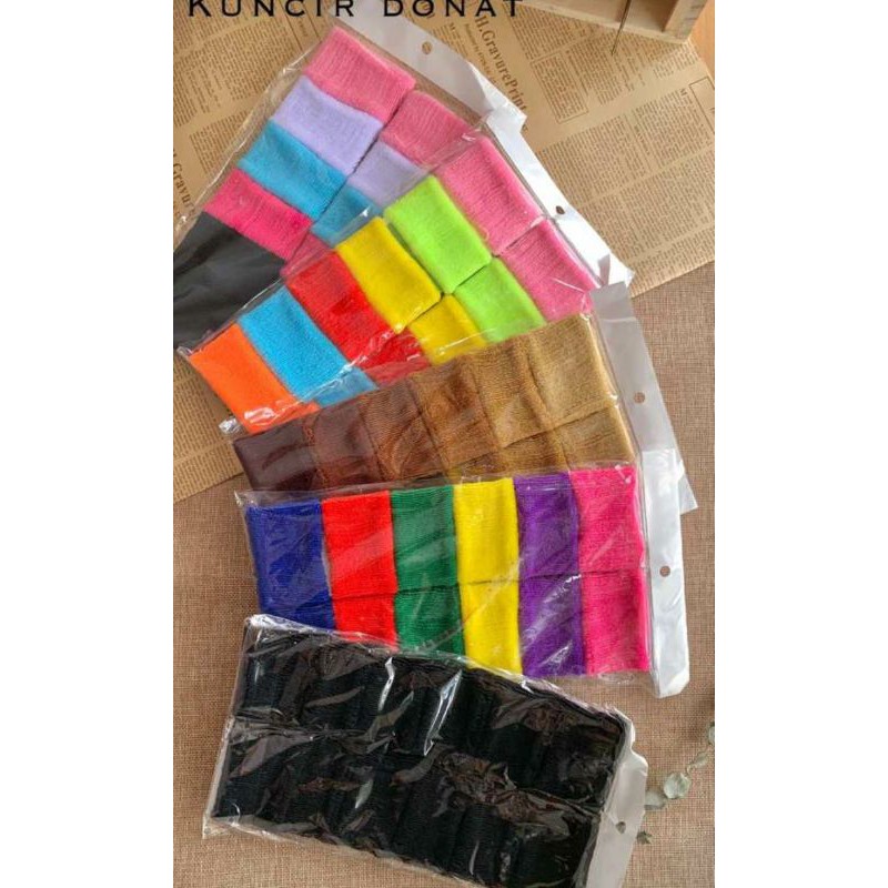 12pcs IKAT RAMBUT DONAT POLOS BESAR GROSIR