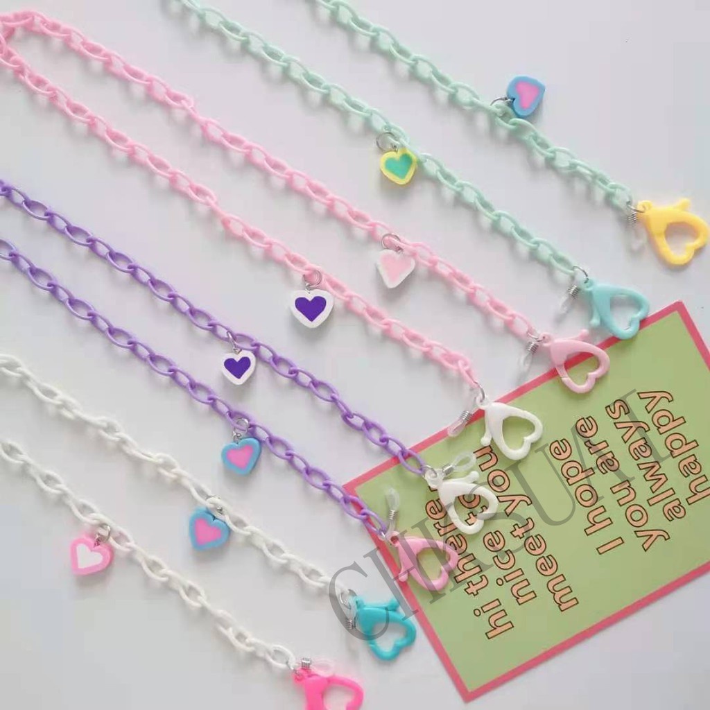 Creative Candy Color Acrylic Love Necklace Glasses Mask Chain Lanyard