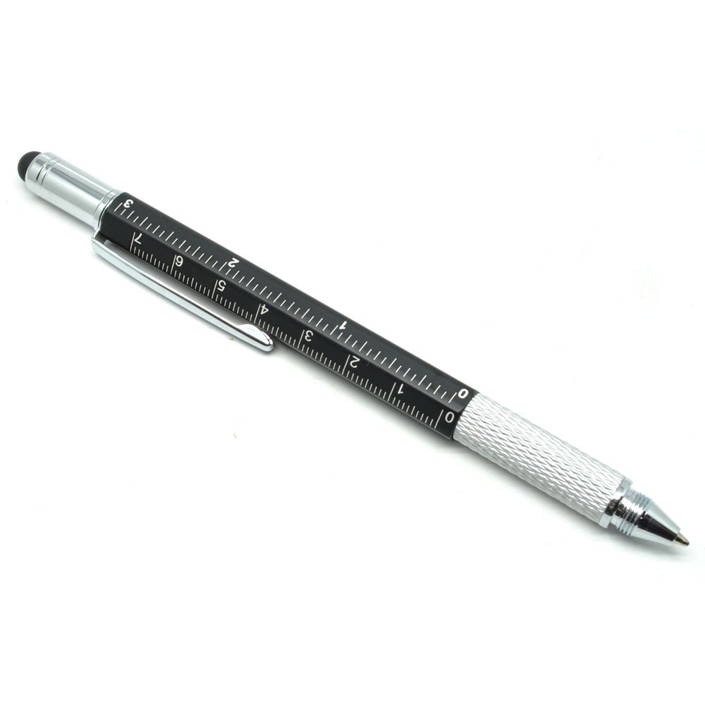 Grab Medan Pena Multifungsi Metal Stylus + Penggaris + Level + Obeng - MYC65 - Black