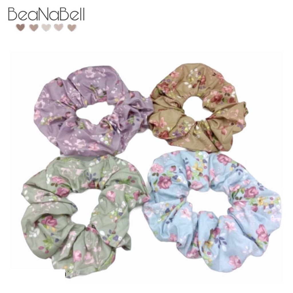 Beanabell Scrunchie Hijab Cepol Korea Karet Ikat Rambut Korea Korea Pastel Bunga - Sc2602