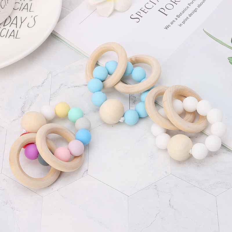 Mary Mainan Teether Bayi Newborn Bahan Silikon + Kayu