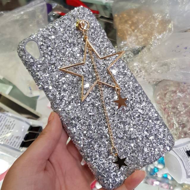 Case  Glitter Gantungan Bintang  [ case oppo f3  f1s f1plus ]