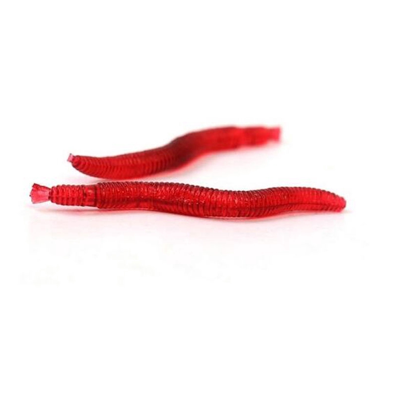 50Pcs Umpan Pancing Bentuk Cacing Tanah Warna Merah