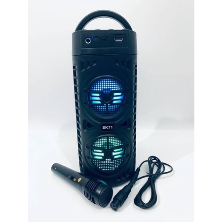 Termurah SPEAKER BLUETOOTH WIRELESS KAROKE SK71 SPEAKER MIC BASS LED