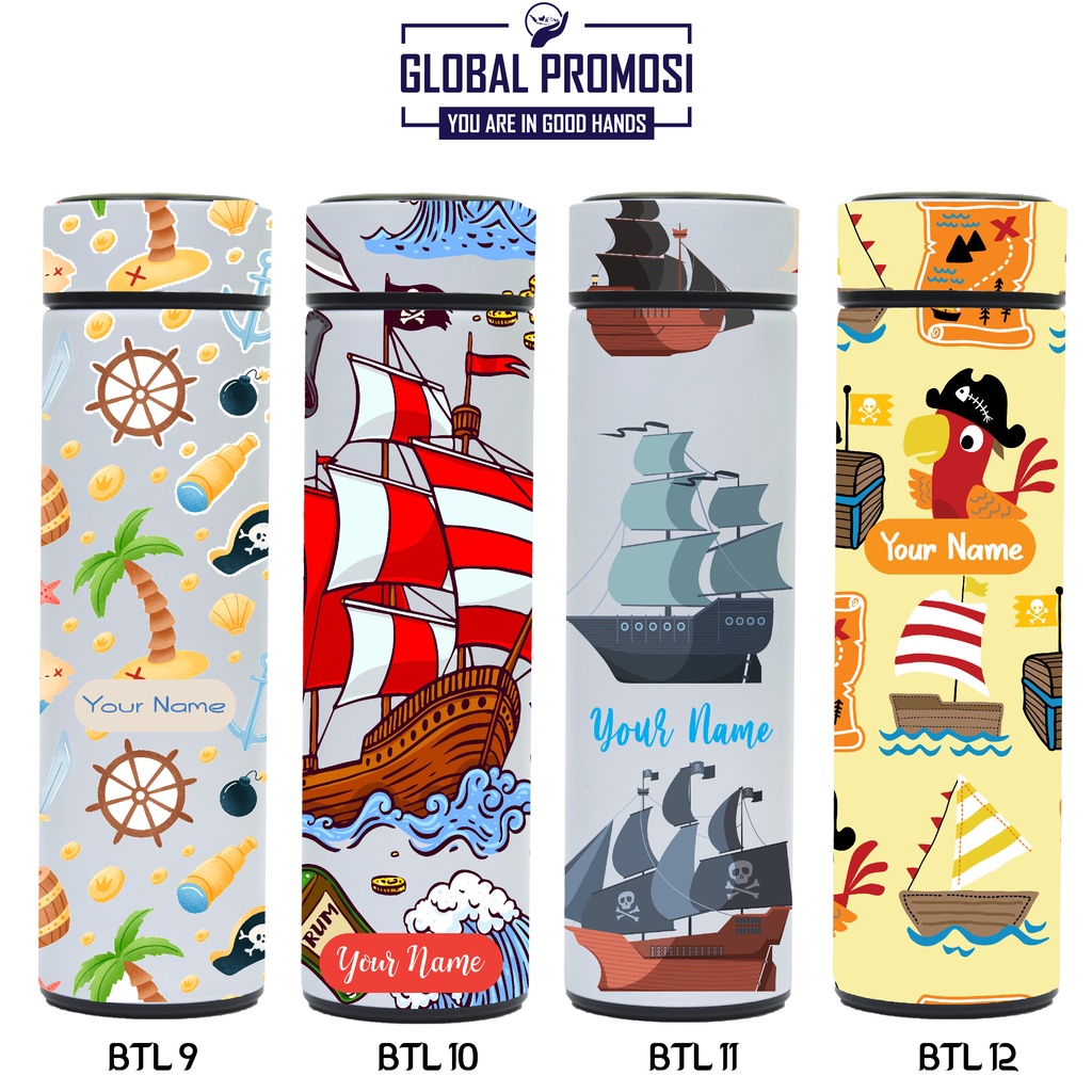 Tumbler Sakura Print UV Motif Pirates / Bajak Laut / Anak Kecil / Cetak Souvenir Termos Botol Minum Custom Nama