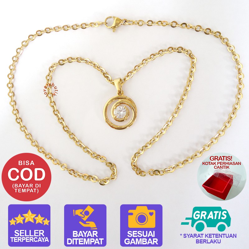 Lovelybutik Kalung Titanium Anti Karat Marsa kalung Wanita Titanium Panjang kalung 45 Cm BONUS KOTAK PERHIASAN