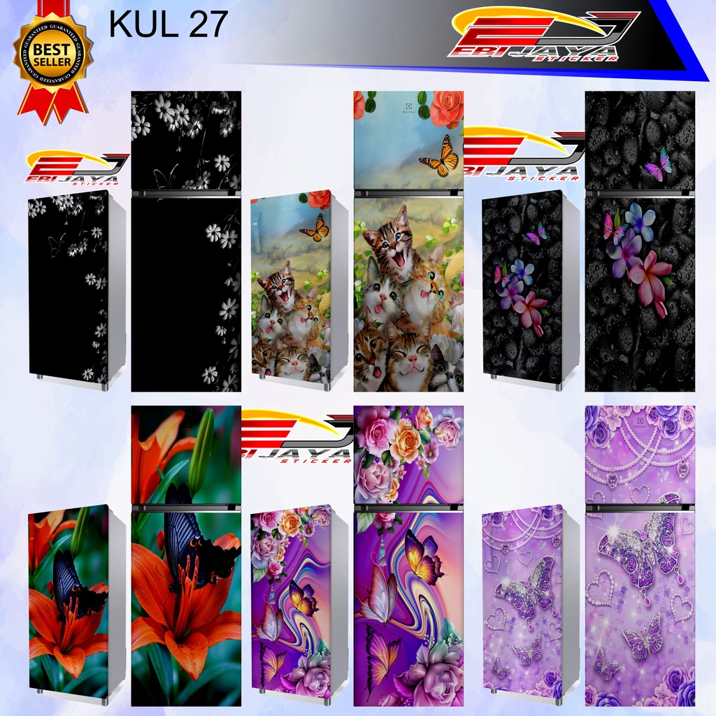 STIKER KULKAS DAN MAGICOM / STIKER KULKAS 1 PINTU DAN 2 PINTU / STIKER MOTIF BUNGA SAKURA ( A27 )