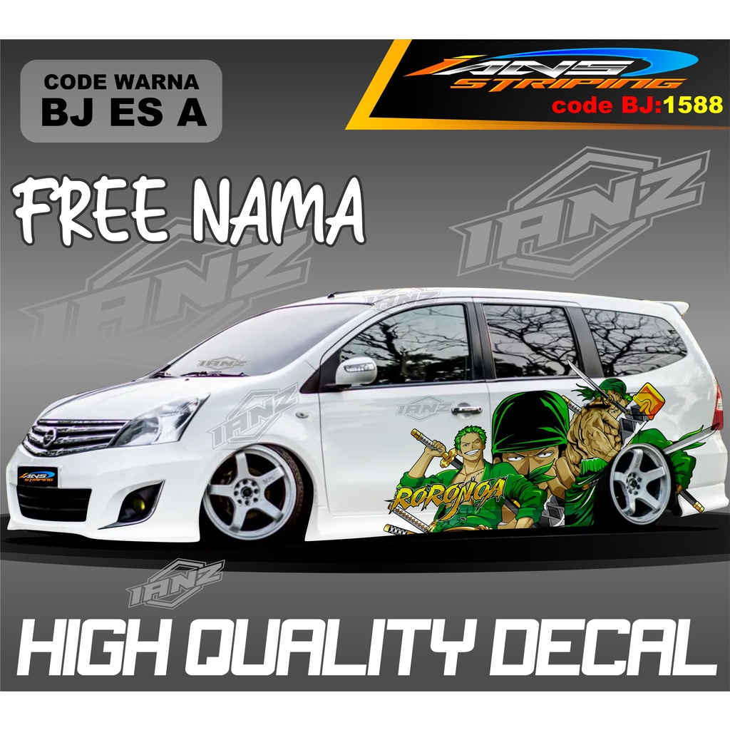 DECAL STIKER MOBIL GRAND LIVINA MOTIF RORONOA / STIKER MOBIL PAJERO / VARIASI STIKER MOBIL AVANZA / STIKER MOBIL XENIA