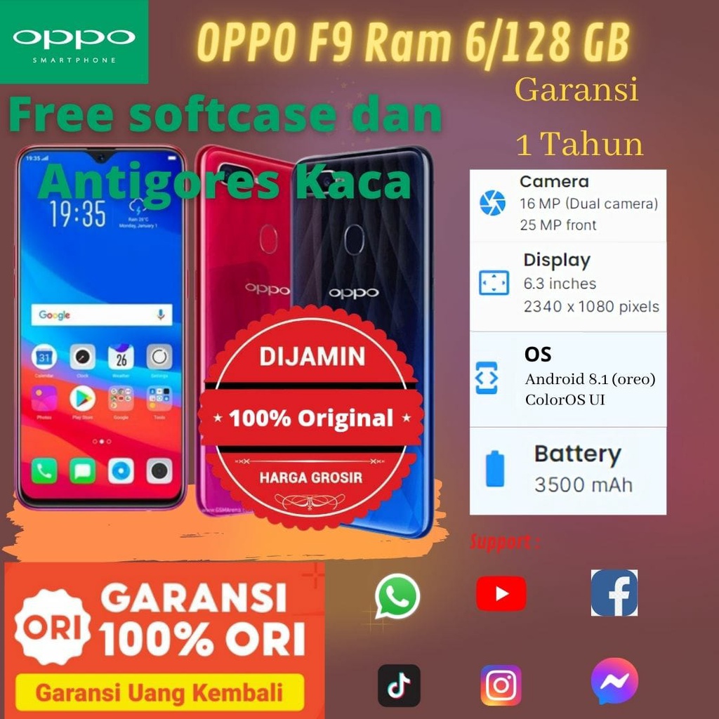 OPPO F9 RAM 6/128 GARANSI 1 TAHUN