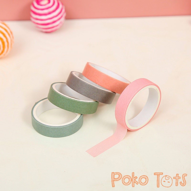 PMM  Masking Tape Set 5pc Essential Collection 10mm x 2m Masking Tape Selotip Pola Warna-Warni