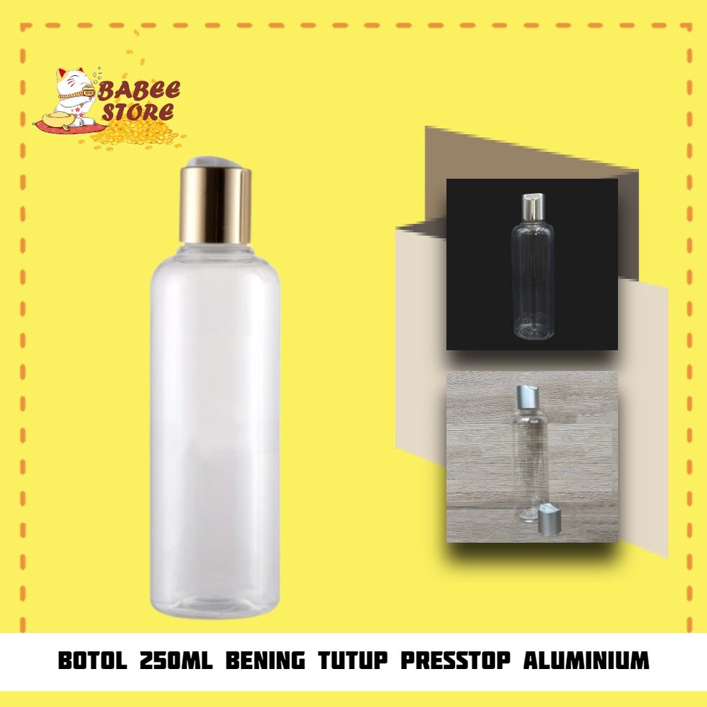 BABEE - BOTOL PLASTIK 250ML PRESSTOP GOLD SILVER / BOTOL 250 ML BENING / BOTOL ISI ULANG