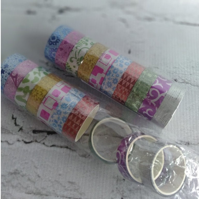 

Baru Isolasi Gliter Motif / Washi Gliter Motif 3m Murah (10pcs)