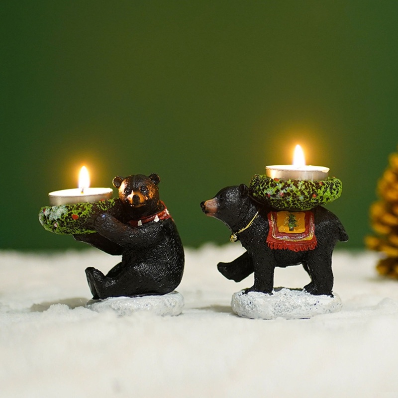 Miniatur Patung Hewan Beruang Hitam Bahan Resin Untuk Ornamen Natal