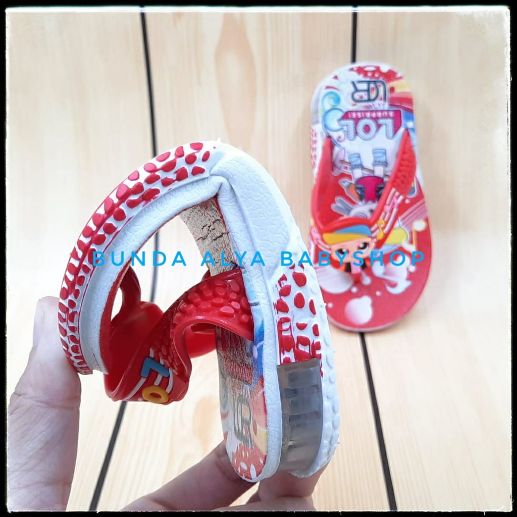 Sandal Anak Perempuan Jepit LED Usia 1 Tahunan Import  - Senal Anak Cewek Kartun MERAH Size 27