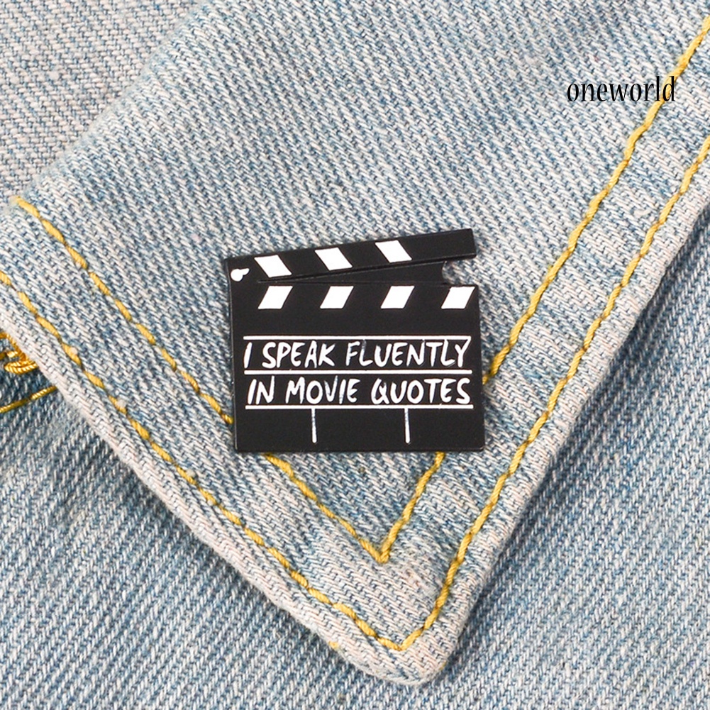 OW@ Creative Movie Clapboard Enamel Brooch Pin Unisex Denim Jacket Collar Badge