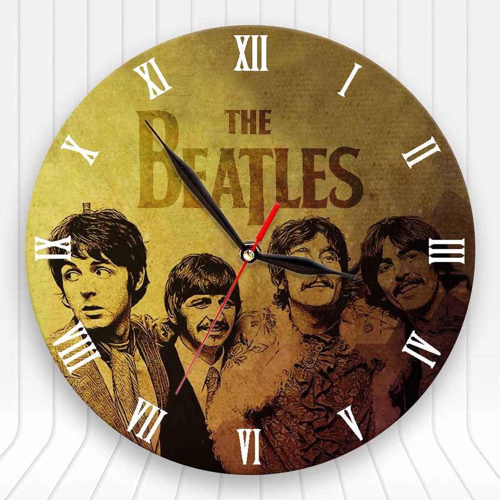 JAM DINDING KAYU UNIK BAND THE BEATLES - DEKORASI RUANGAN KAMAR - HADIAH ULANG TAHUN - BTLS S1-02BTLS-02