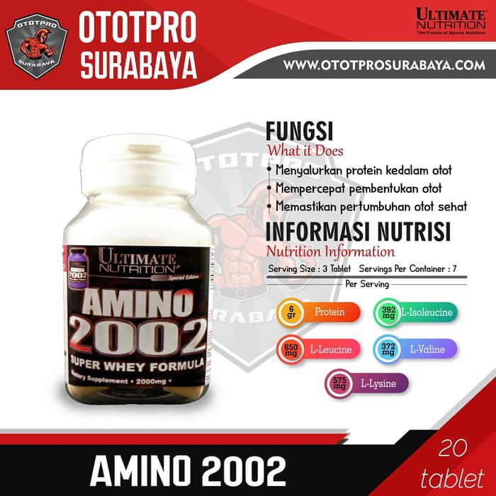 UN Amino 2002 - 20 Tablet /Ultimate Nutrition/Eceran/Ecer/Suplemen