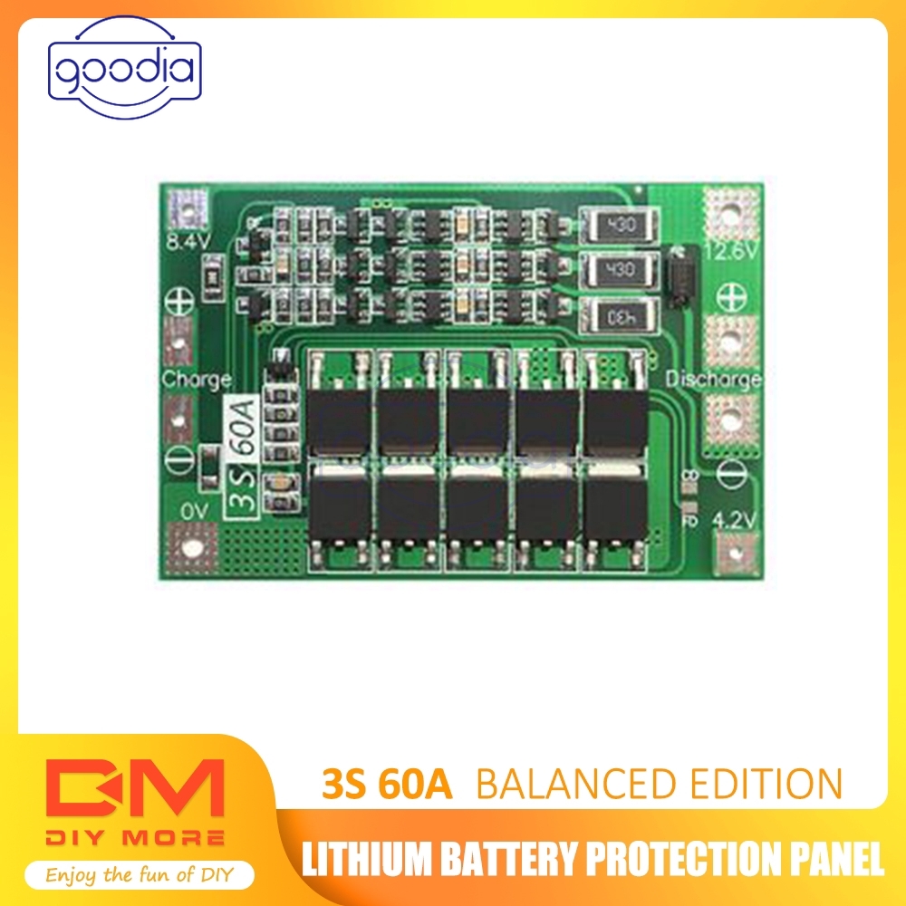 ✈【Fast/COD】✈BMS 3S 60A 12.6V Li-Ion LiPo Battery 18650 Charger Balanced Protection Board