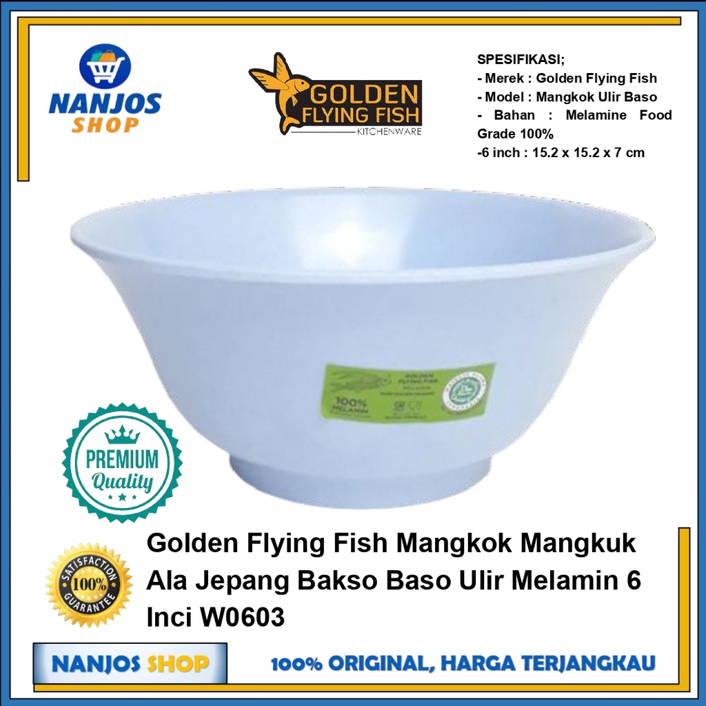 Golden Mangkok Mangkuk Ala Jepang Bakso Baso Ulir Melamin 6 Inci W0603