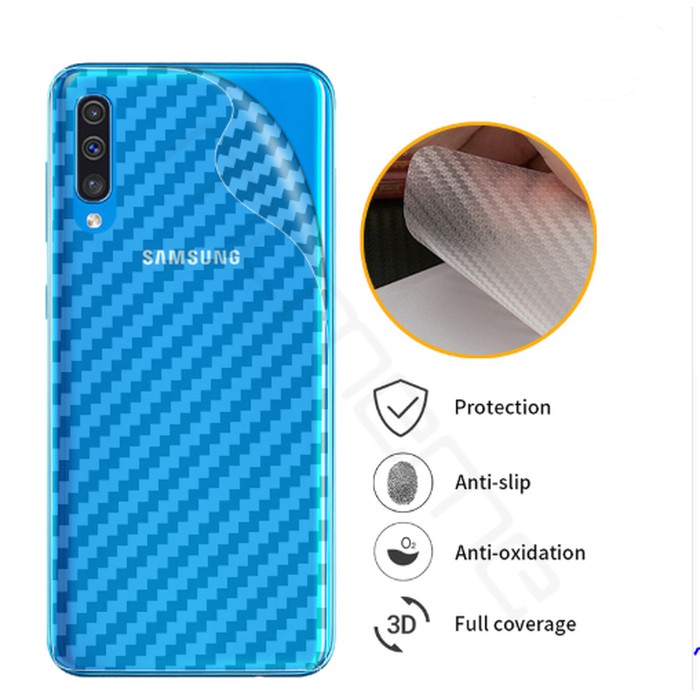 SAMSUNG A01/A10/A10S/A20/A20S/A30/A30S/A50/A50S/A70//A80 ANTI GORES BELAKANG SKIN BACK CARBON MOTIF KARBON ANTI JAMUR PELINDUNG BELAKANG