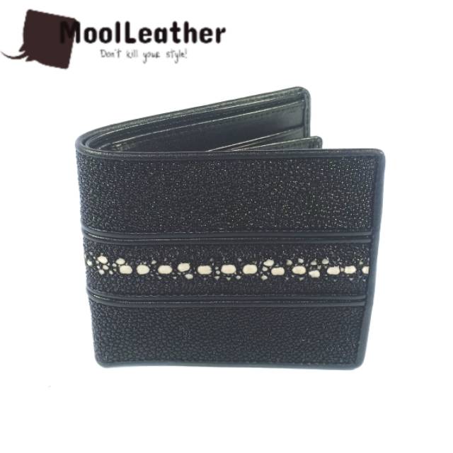 Mool Leather - Dompet pria asli kulit ikan pari variasi pari duri Hitam