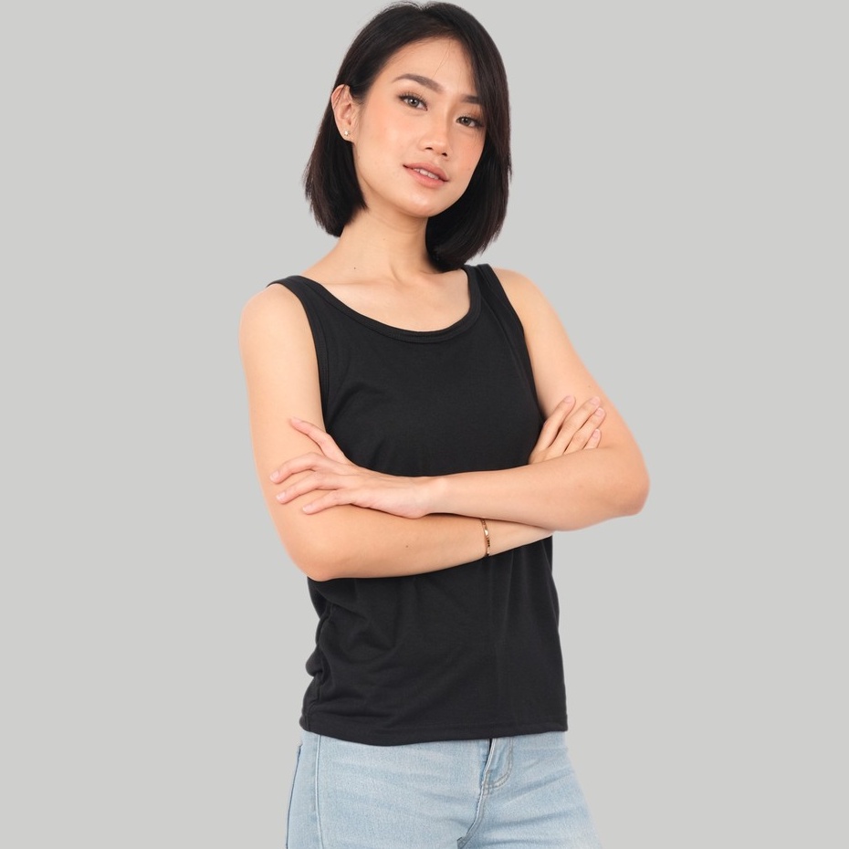 Monellina APRILA Tank Top Wanita Oversize Polos Singlet