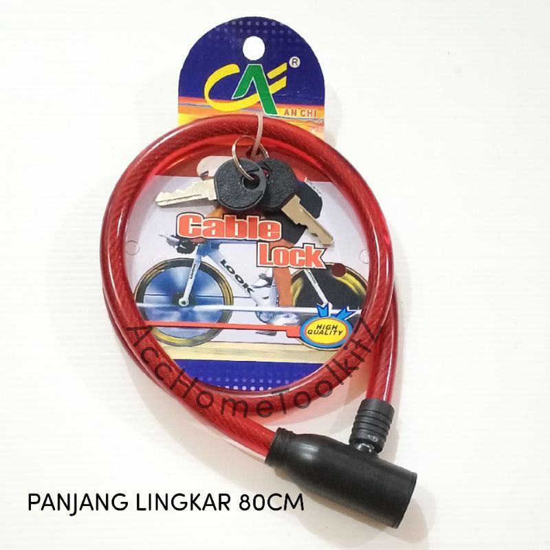 Gembok Kunci Sepeda dan Motor Gembok Kawat besi Tebal Panjang / Cable Lock /Pengaman Helm Pagar Pager Ban Cadangan Mobil